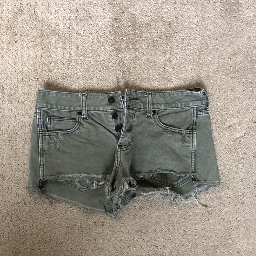 Army green jean shorts